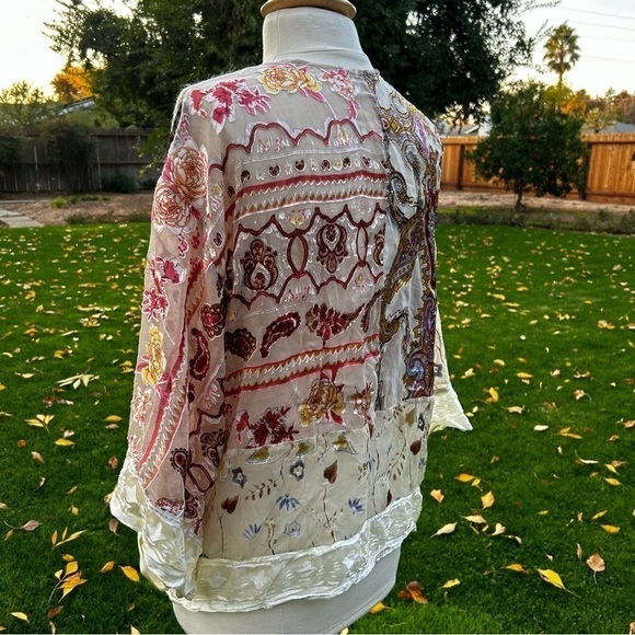 Anthropologie Sheer Paisley Patchwork Kimono - Picture 12 of 13
